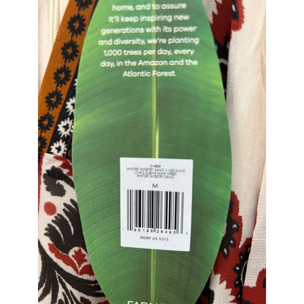 NWT FARM Rio Winter Tapestry Plunging Neck Maxi Boho Dress Medium $315 - Picture 8 of 9